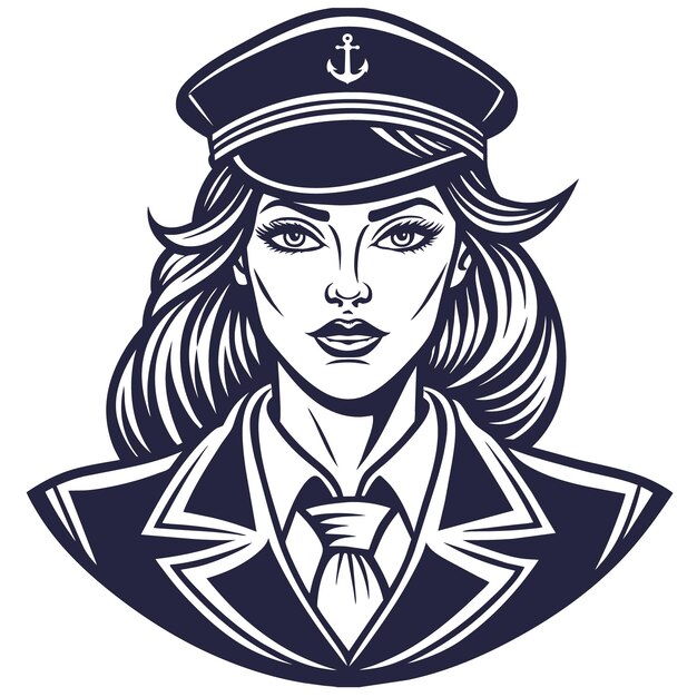 black-white-linocut-woman-ship-captain-marine-nautical-element-sea-ocean-design_269302-1708